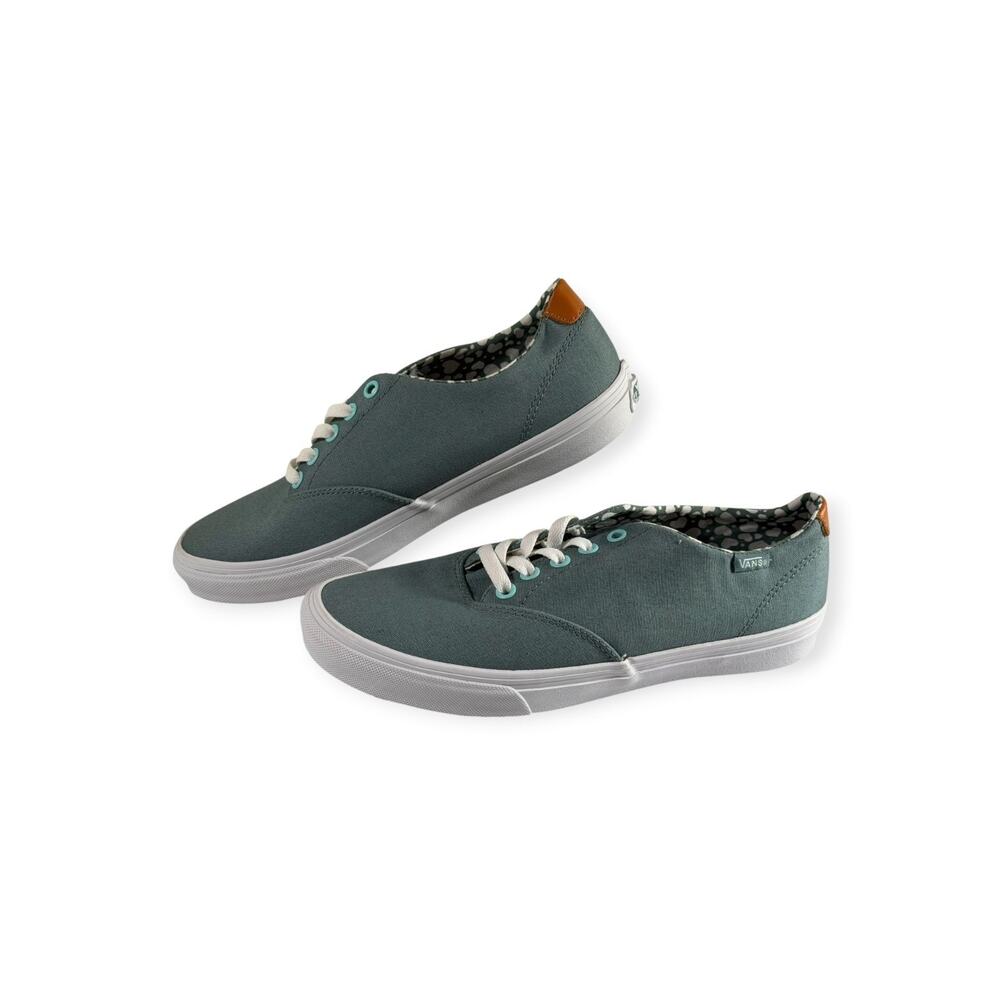 VANS Casual Sneakers, Sage with Heart Lining, Canvas/Leather, Women's Size 8.5